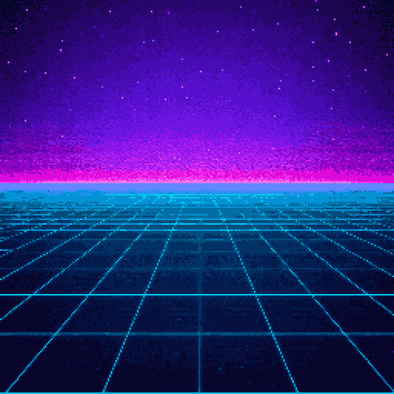 Retro Synthwave Background pixel art