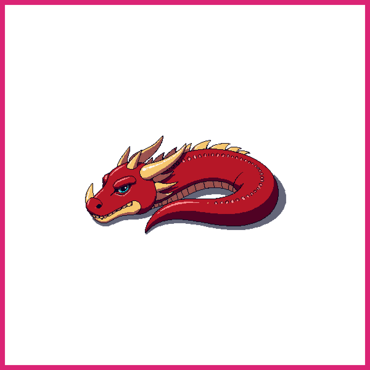 Large red dragon head sleeping