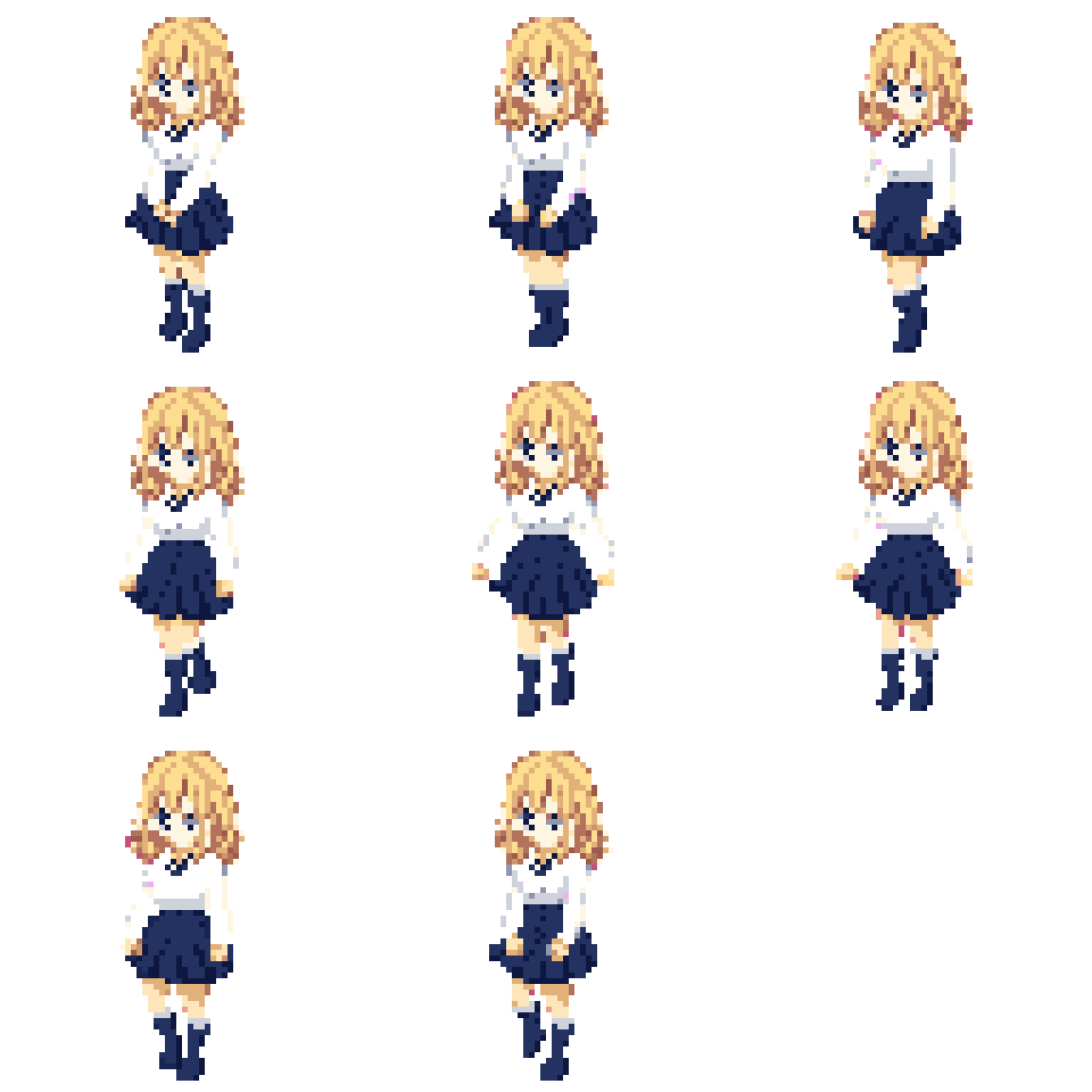anime girl in idle pose Walking pixel art