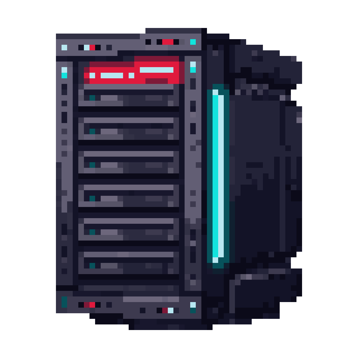 server rack with blinking lights pixel art