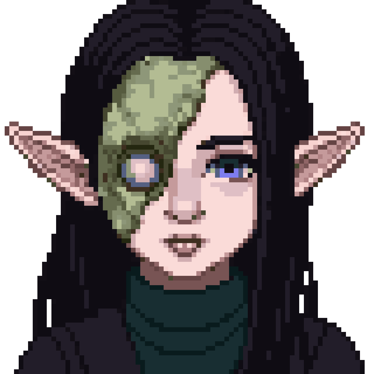 Creepy Elegant Elf Portrait pixel art