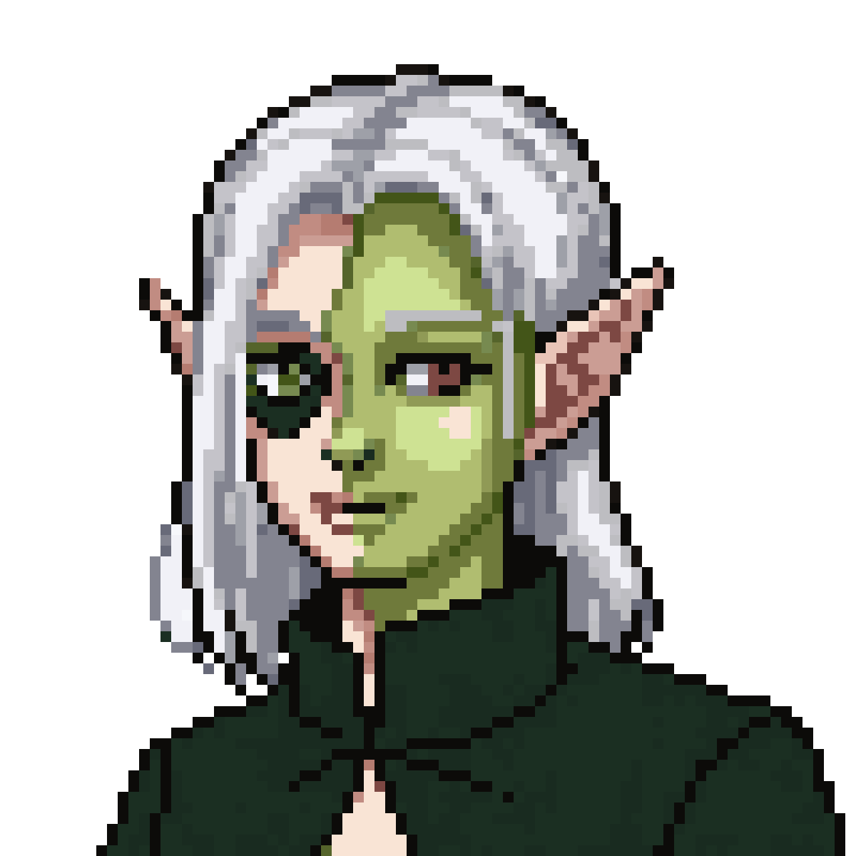 Creepy Elegant Male Elf Portrait pixel art