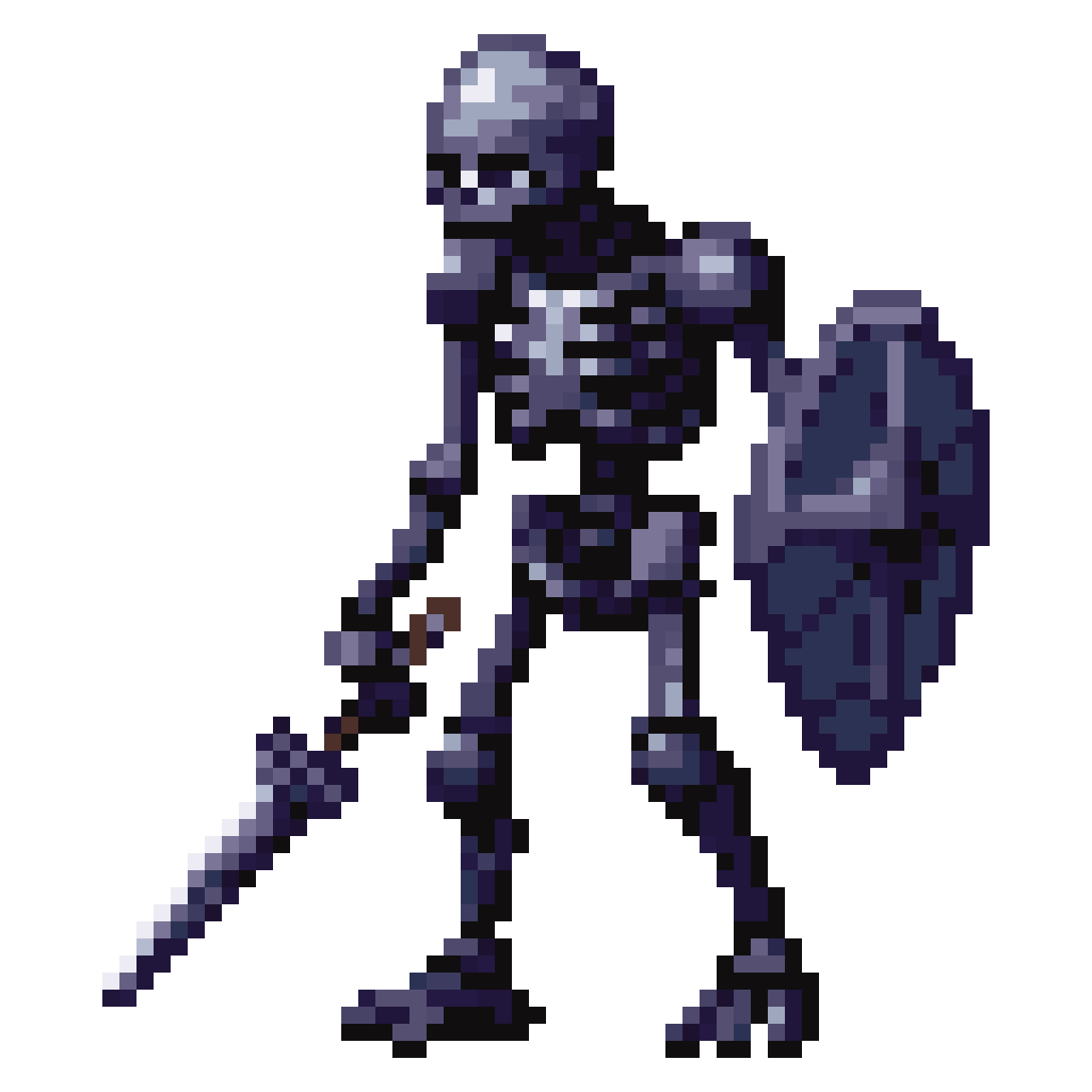 Dark Fantasy Skeleton with Sword and Shield pixel art