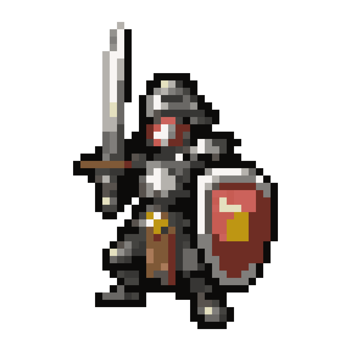 character with sword and shield pixel art