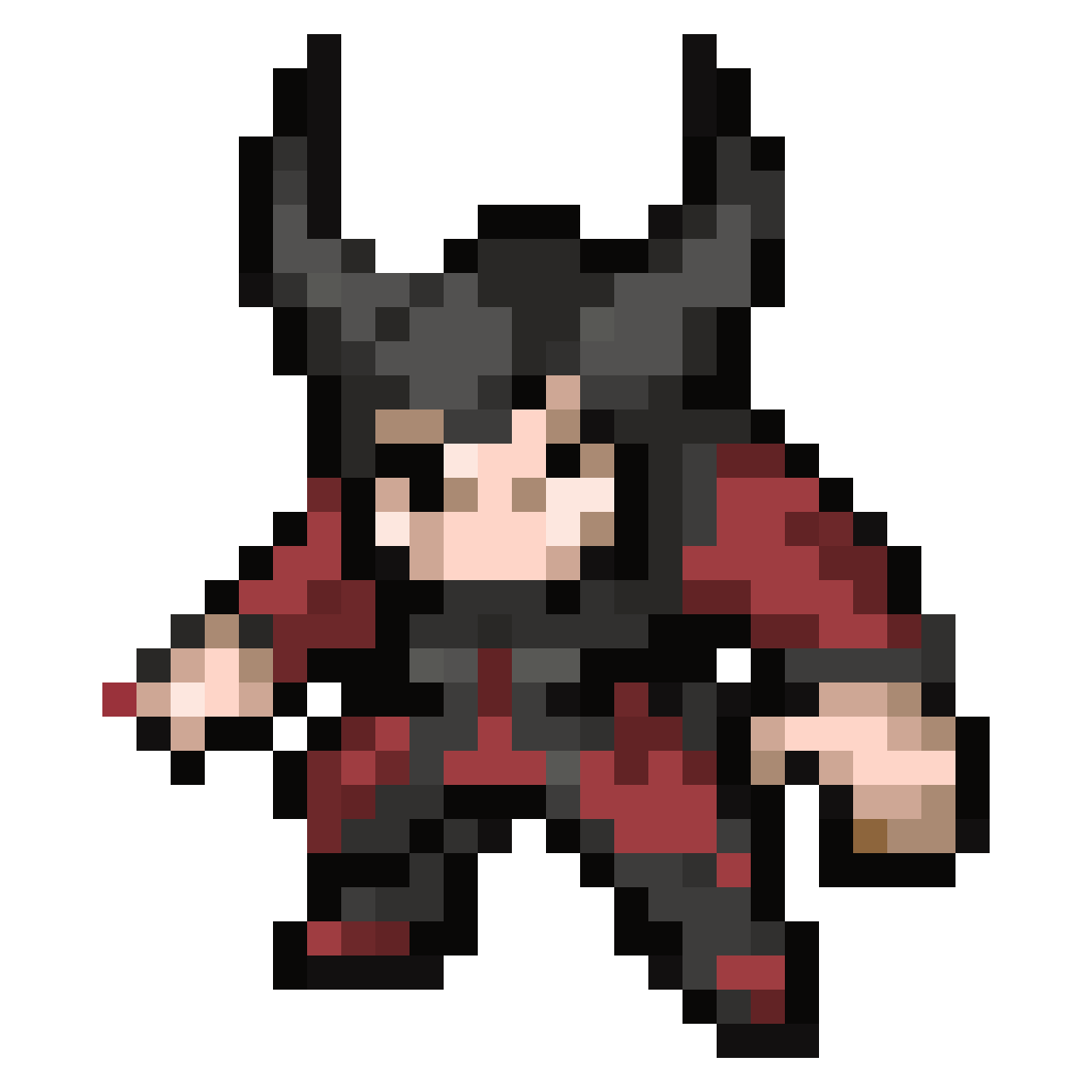 Diluc from Genshin in Top-down Style pixel art