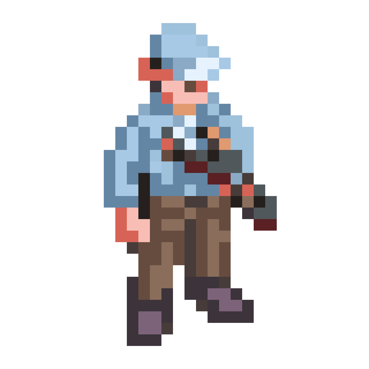 Pixel Art Rifleman in Light Blue Uniform pixel art