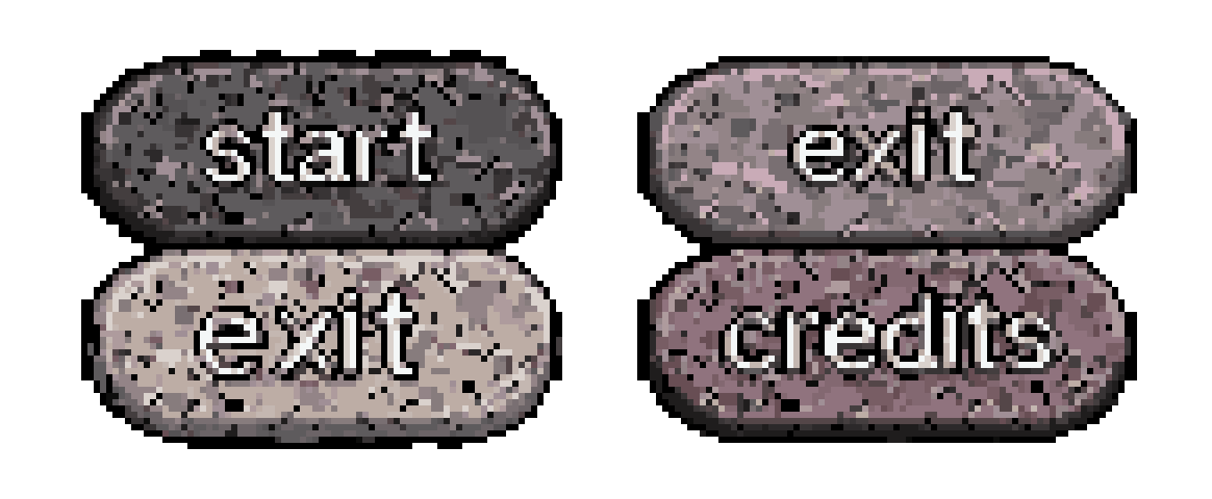 2D Oval Buttons for Start Exit Credits pixel art