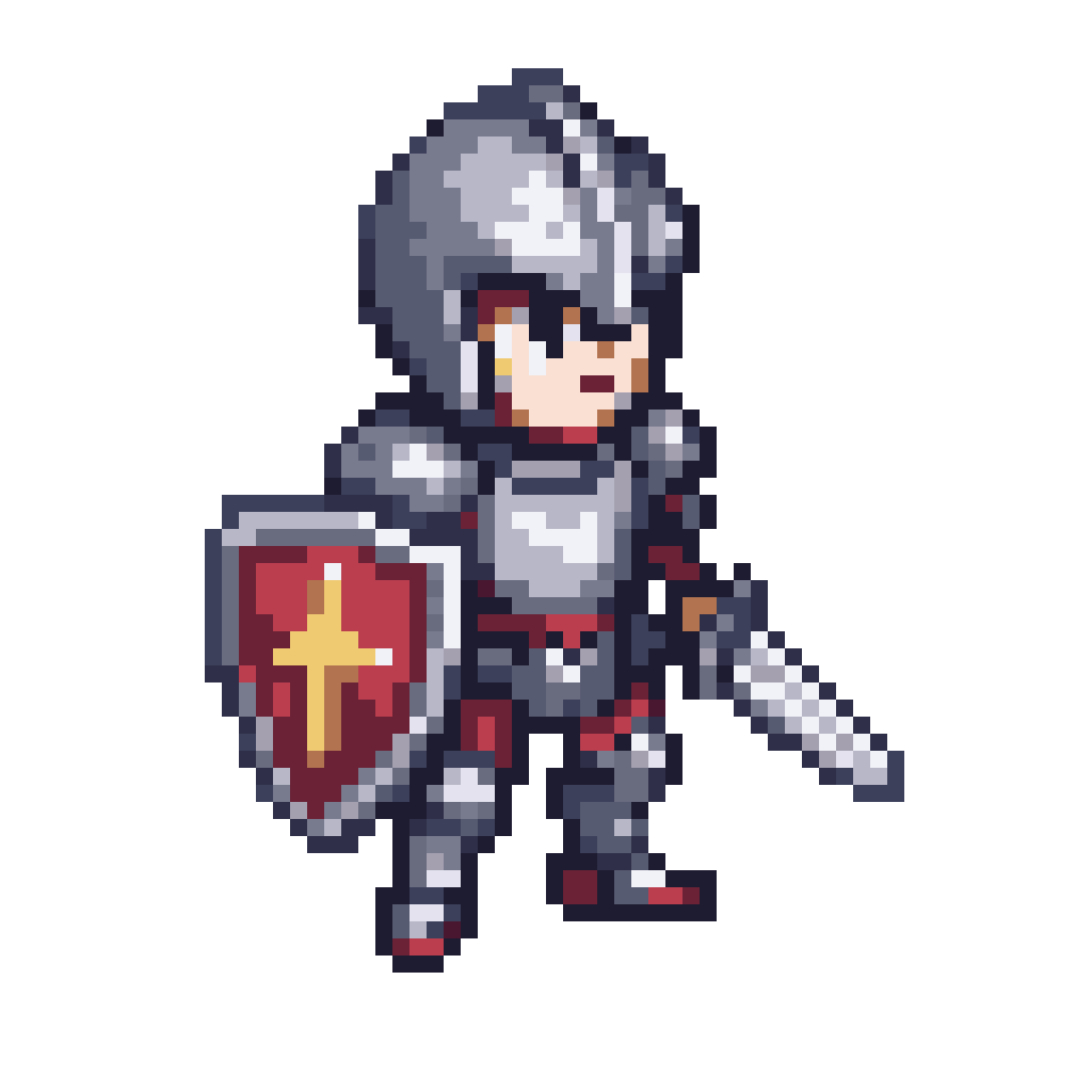 2D top-down pixel art knight pixel art