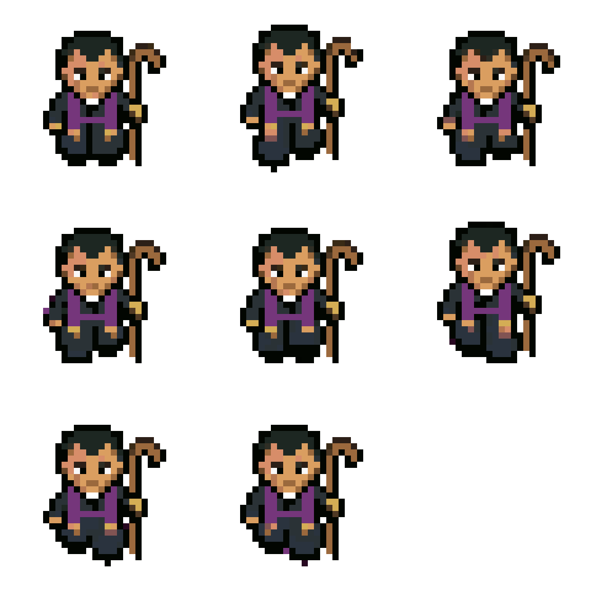 character walking forward, legs alternating pixel art