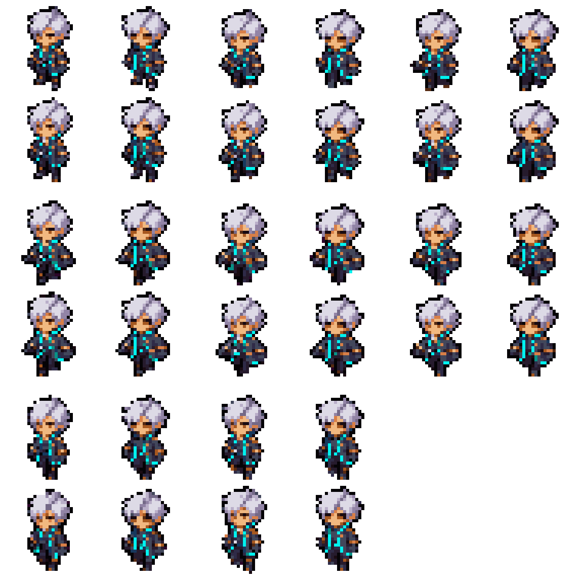 Proporzioni semi-chibi (circa 4 teste, Walking pixel art
