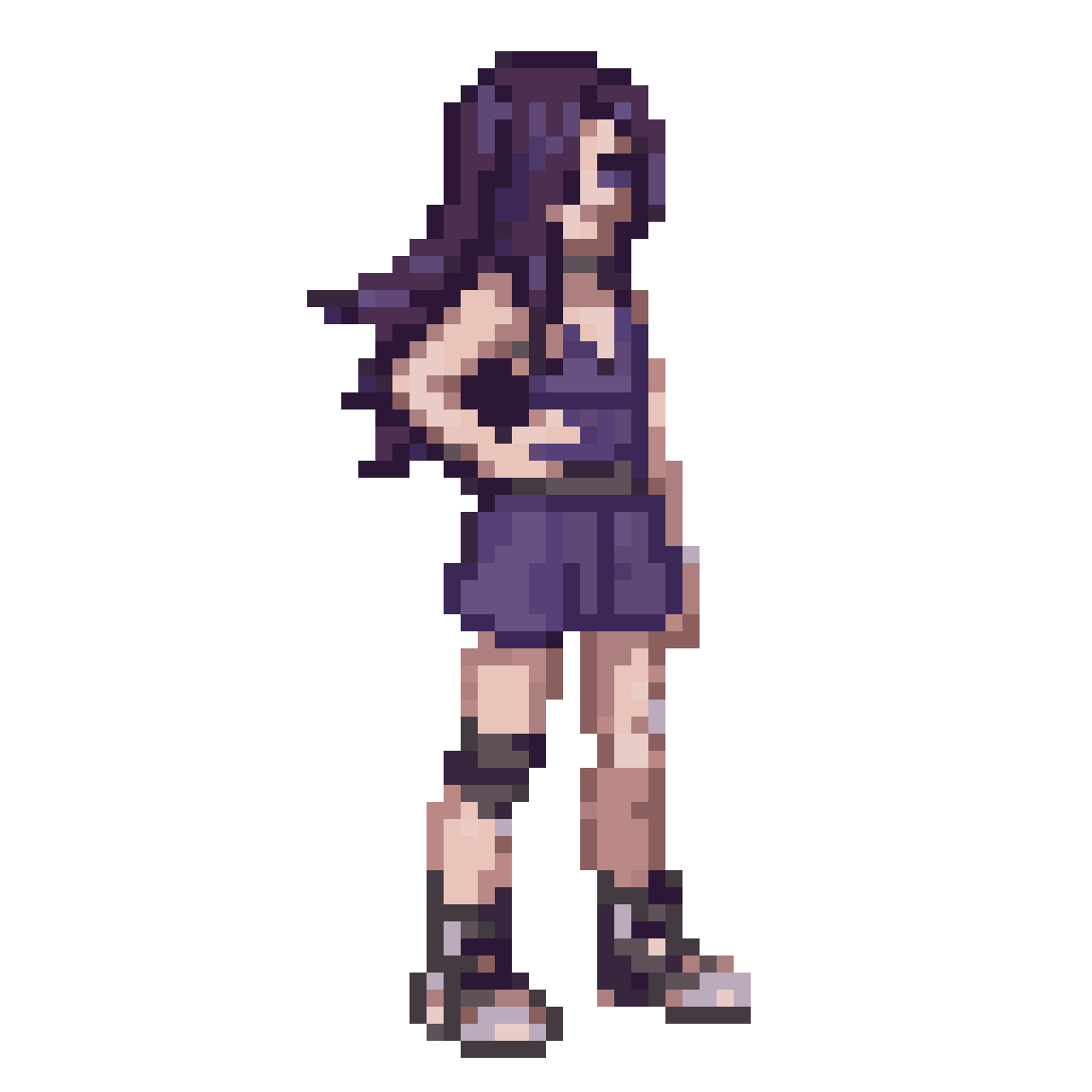 Femboy with Long Hair and Bandaged Leg pixel art