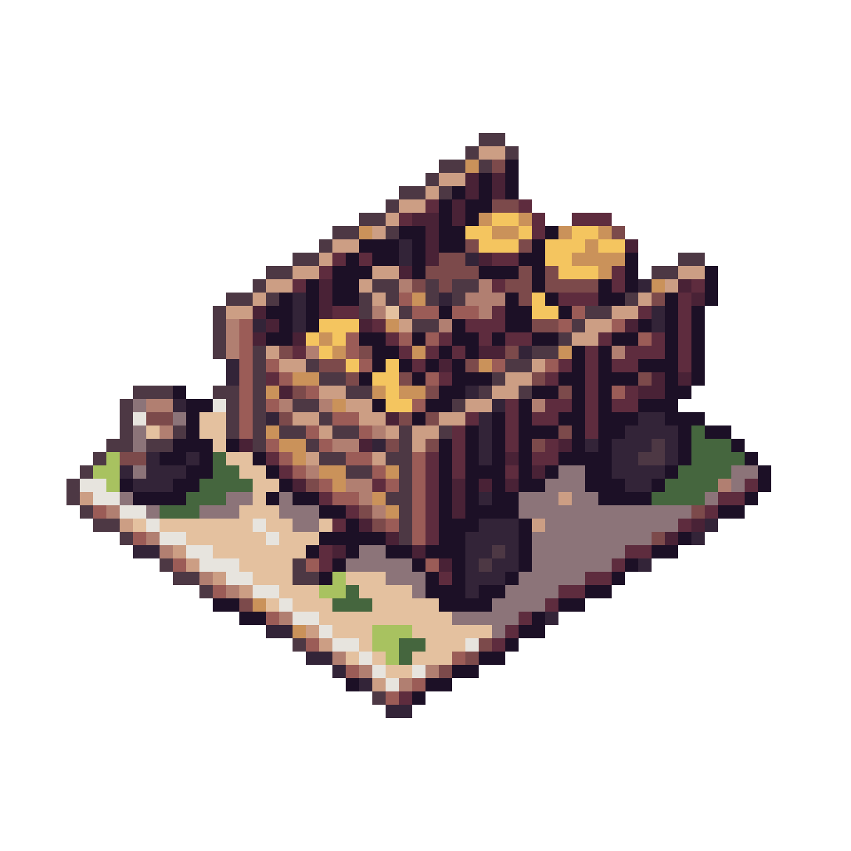 Abandoned Medieval Wagon with Supplies pixel art