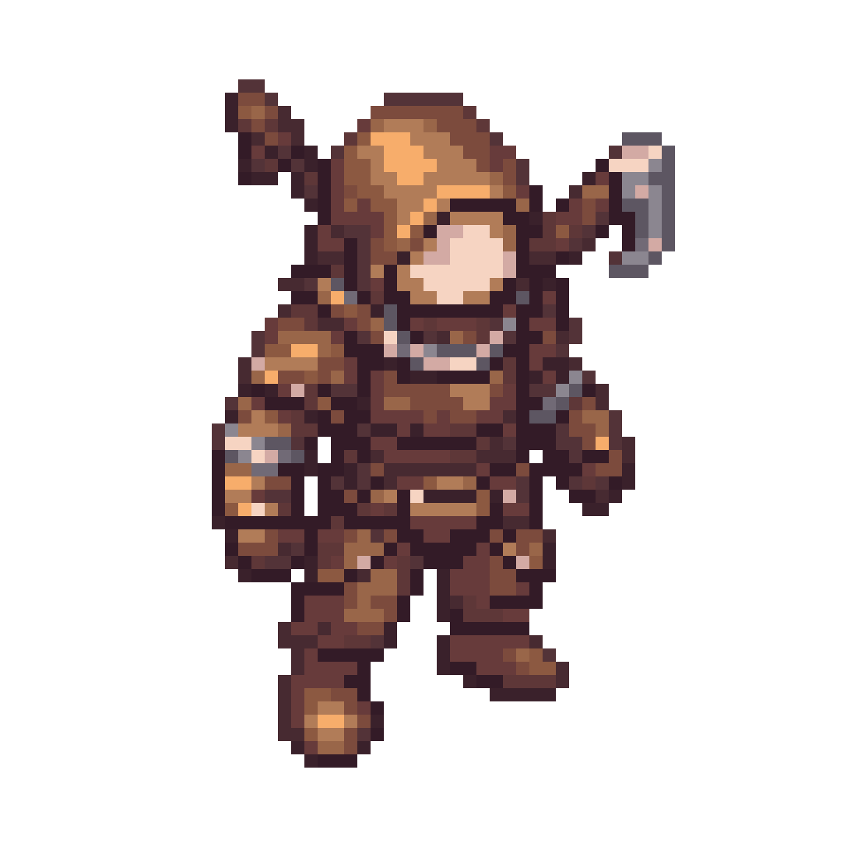 Forest Bandit with Axe and Bow pixel art