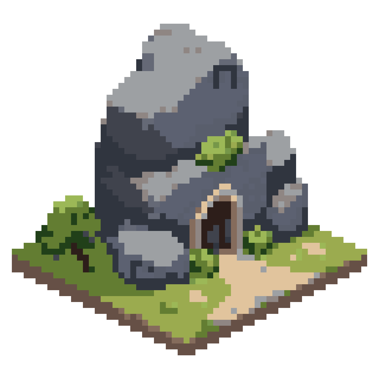 Large Grey Rock Formation pixel art