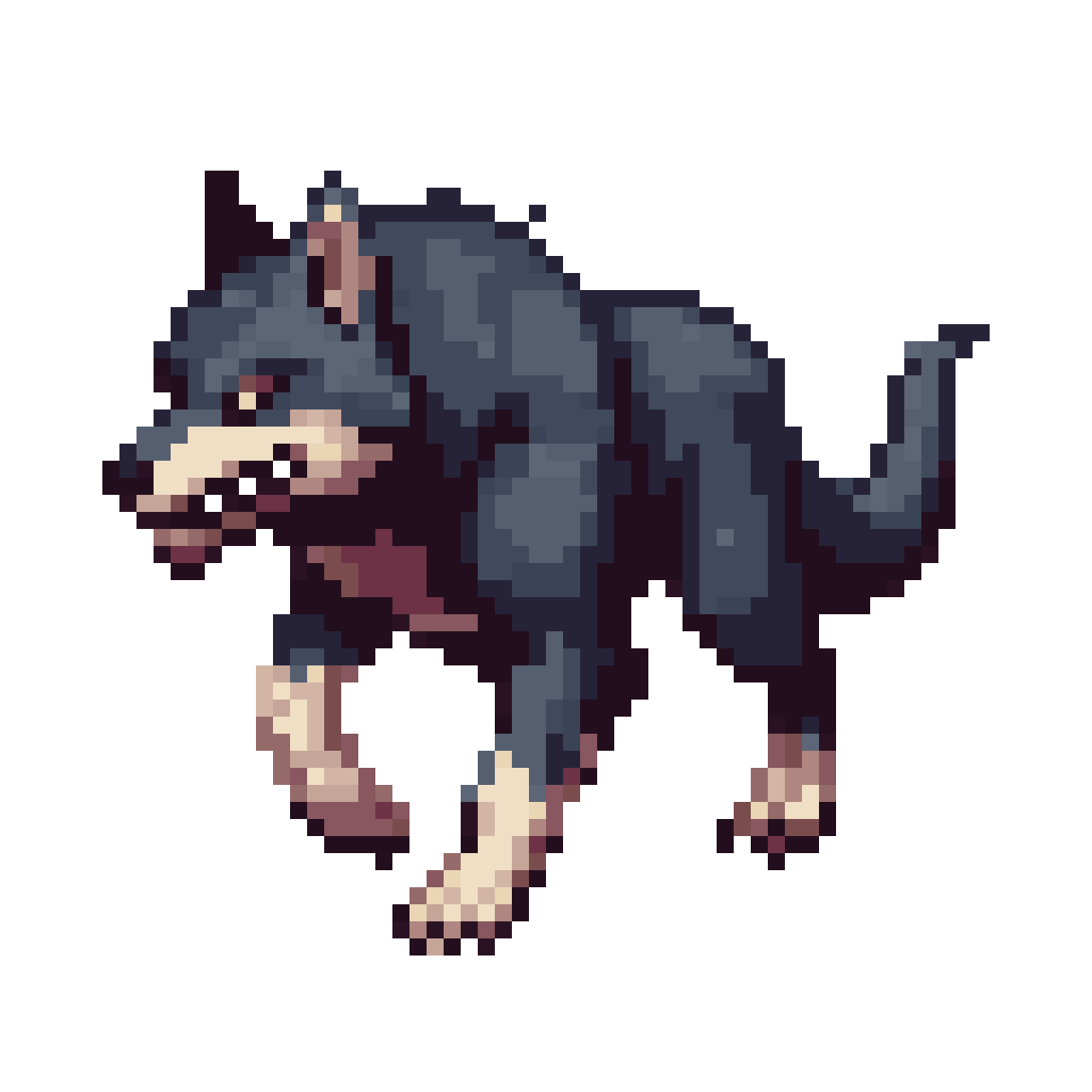Large Grey Wild Wolf Monster pixel art