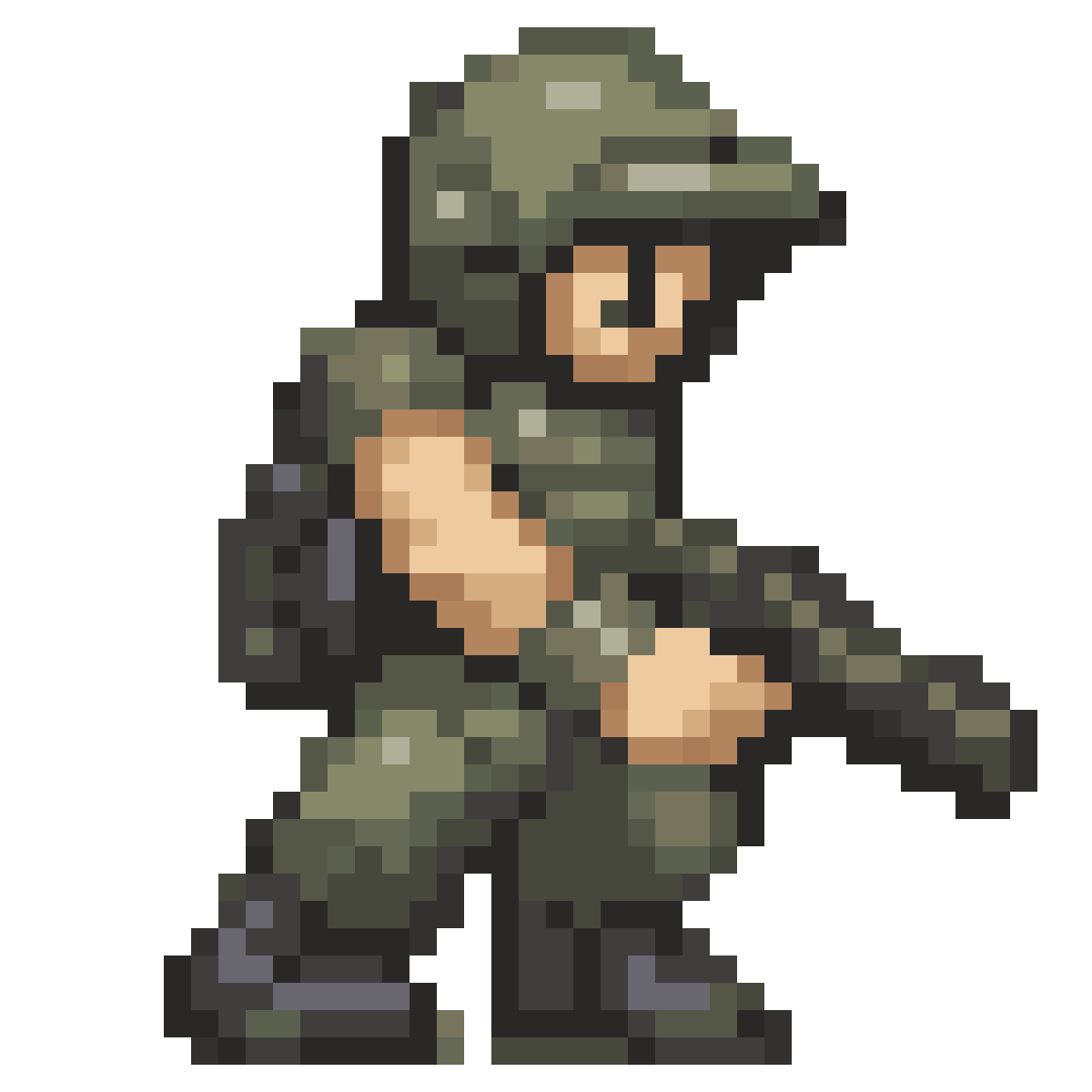 Simple soldier in green uniform pixel art