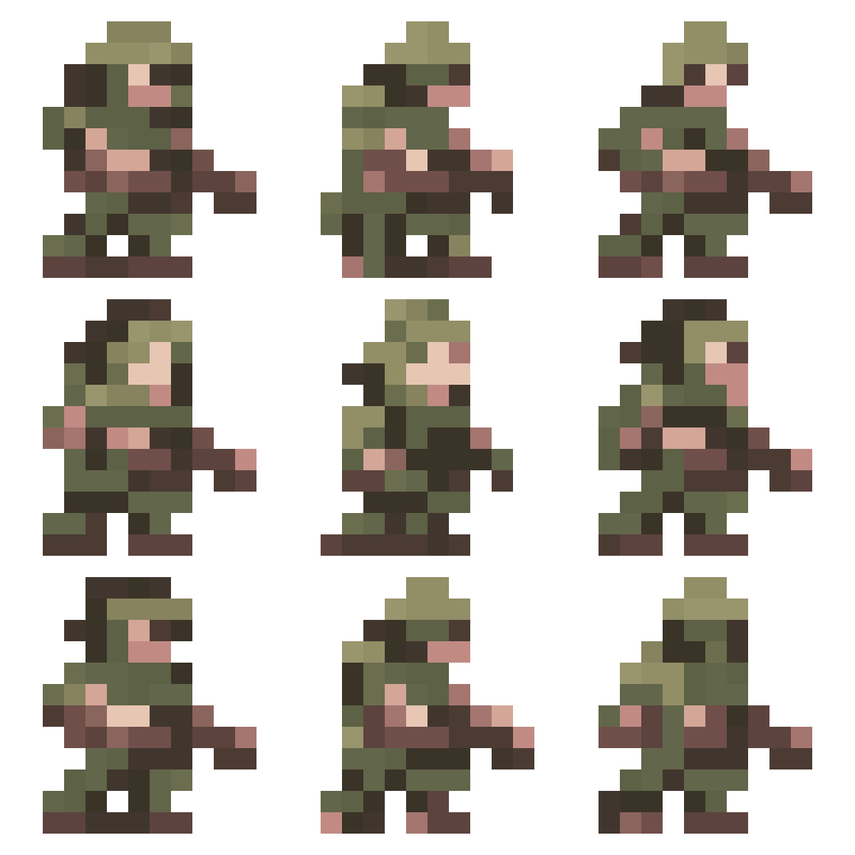 Simple soldier in green uniform pixel art