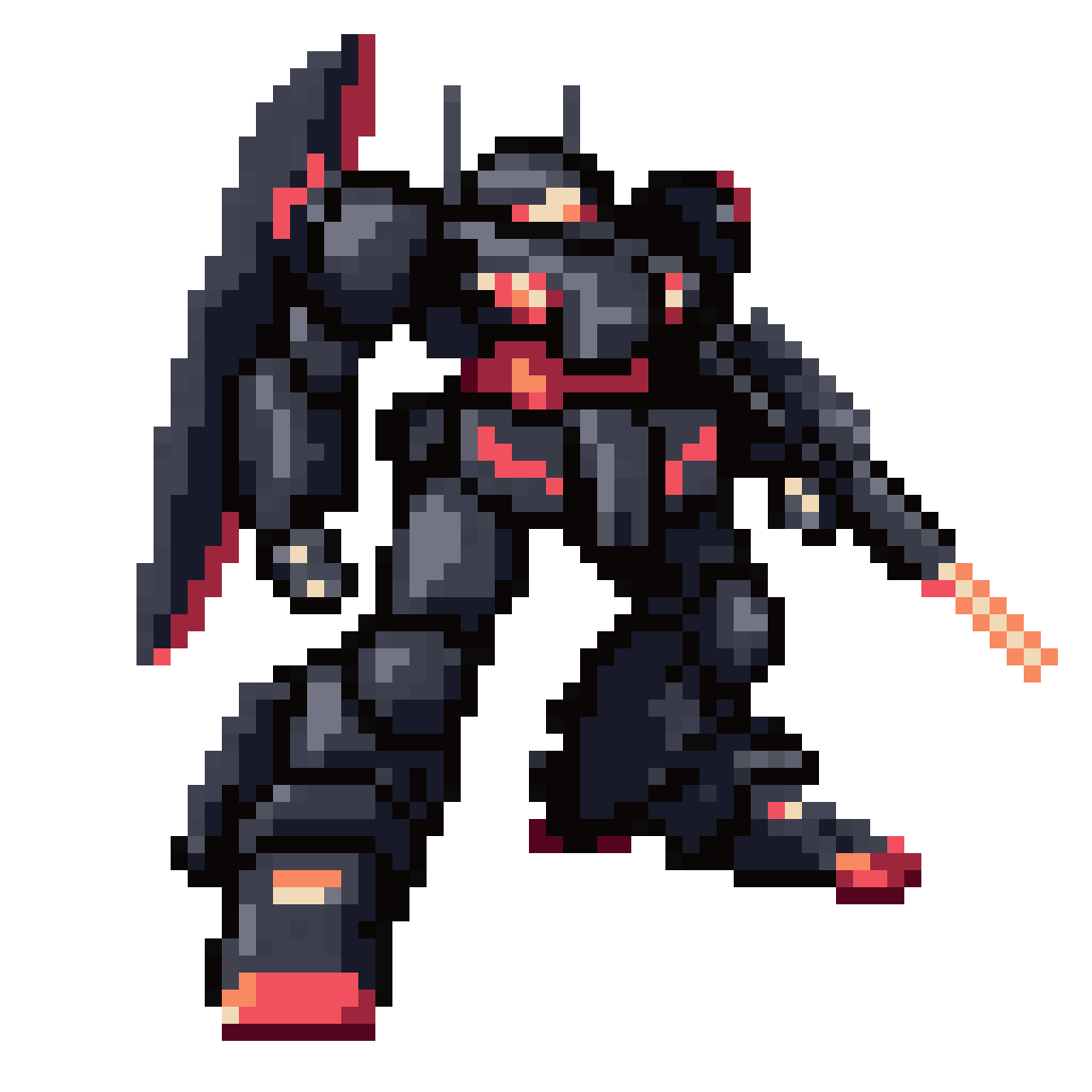 Black and Red Mecha Robot pixel art