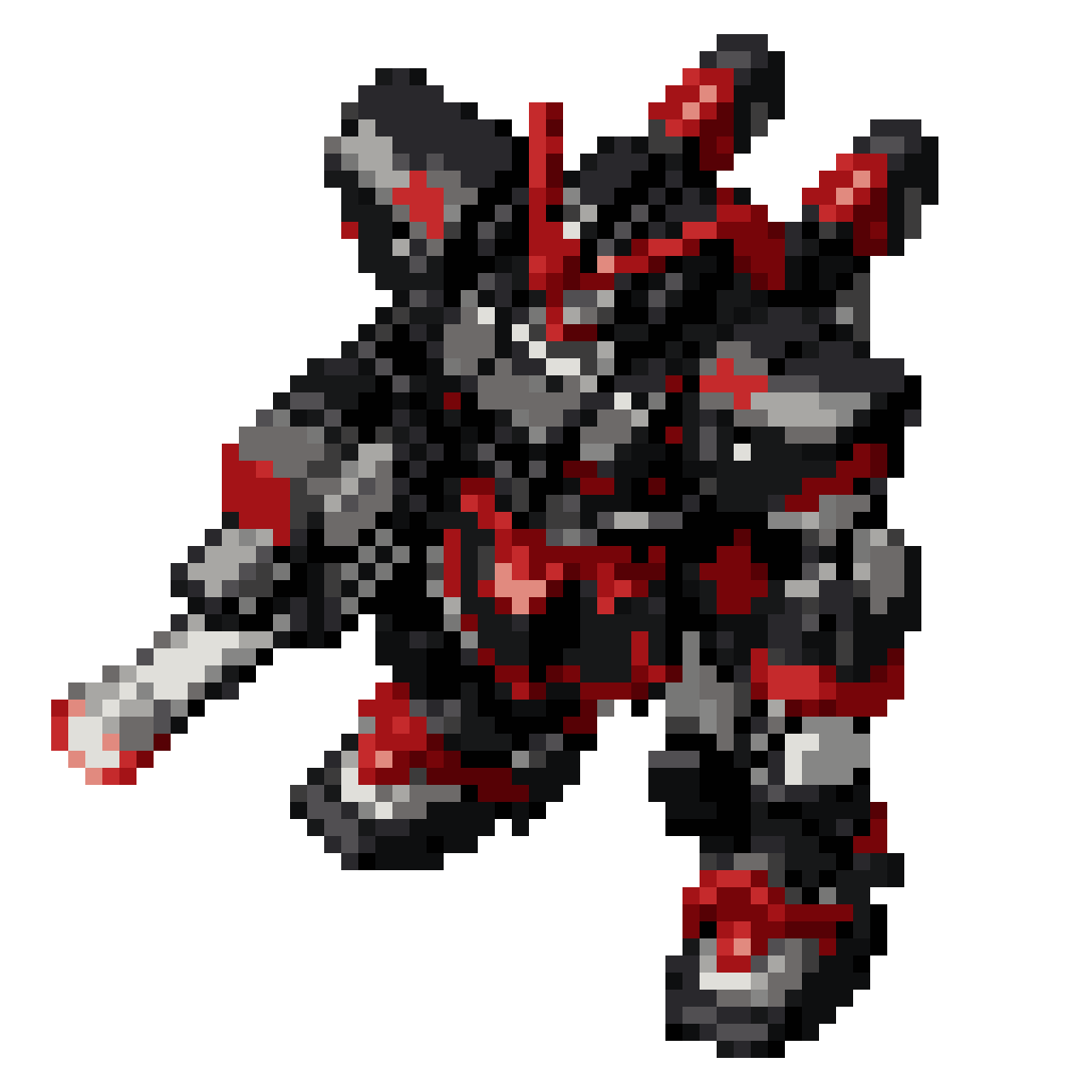 Black and Red Mecha Robot pixel art