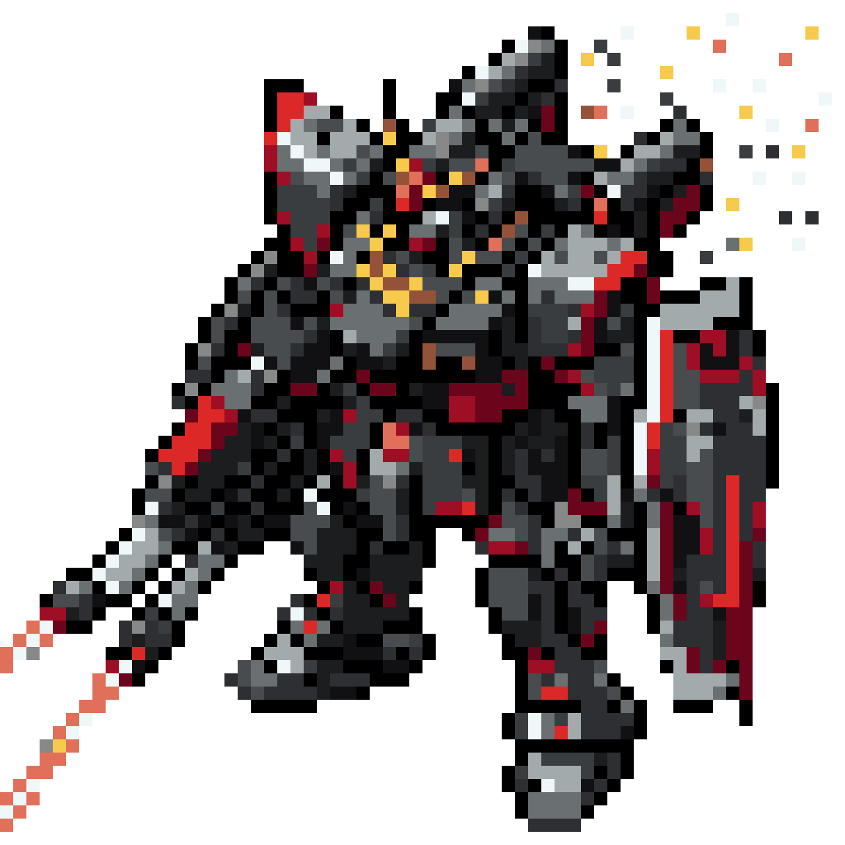 Black and Red Mecha Robot pixel art