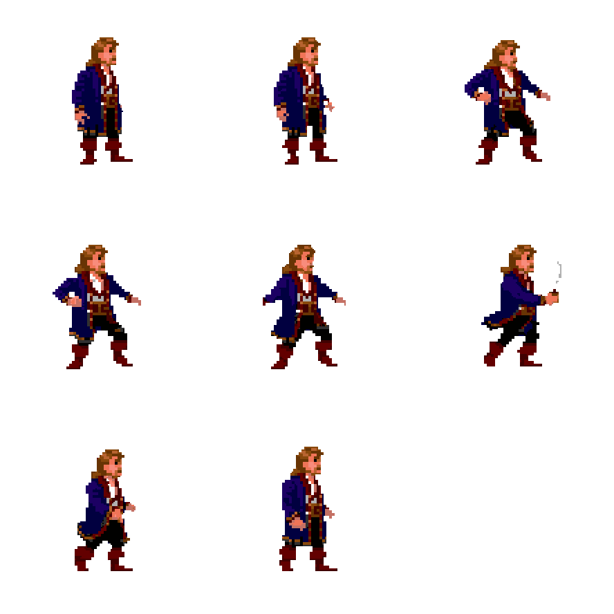 Adventurous Pirate Captain Attacking pixel art