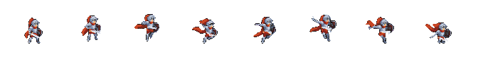 character jumping up and landing, pixel art