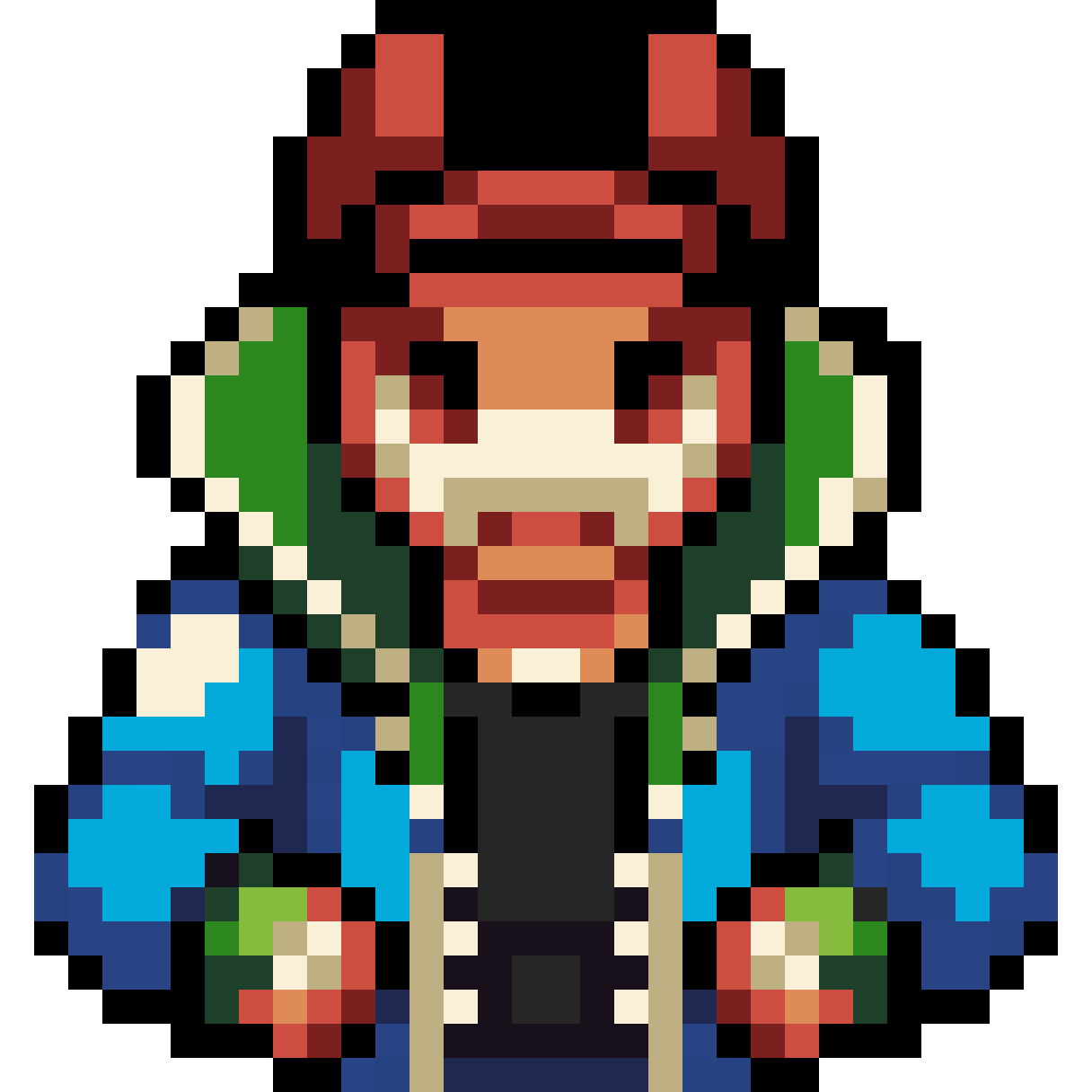 Fair Skinned Character in Black T-Shirt pixel art