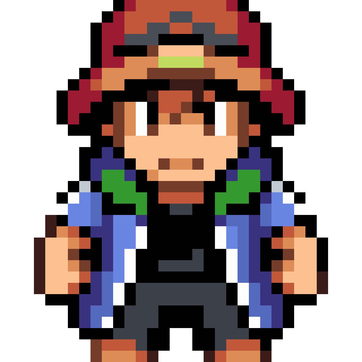 Fair Skinned Character in Black T-Shirt pixel art
