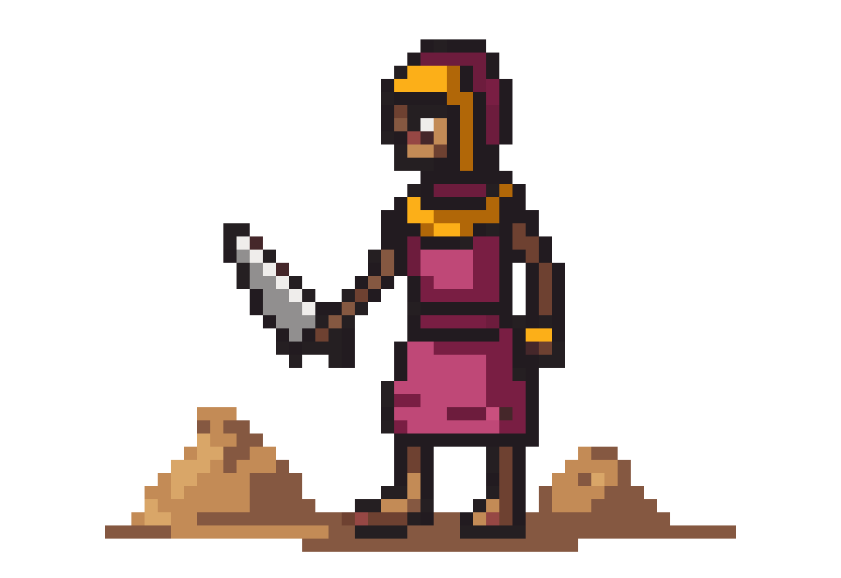 Egyptian slave with a dagger pixel art