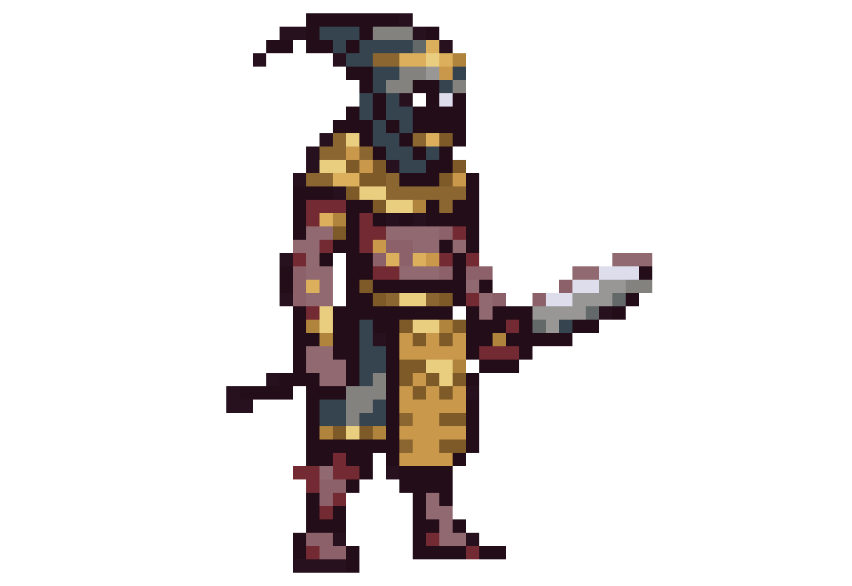 Egyptian slave with a dagger pixel art