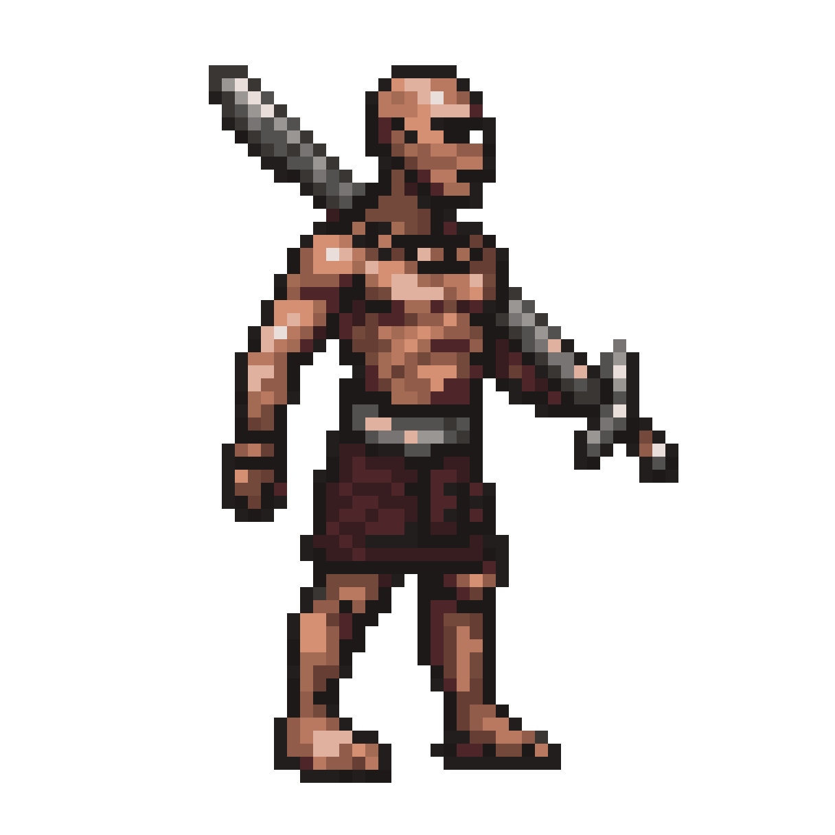 Egyptian slave with a dagger pixel art
