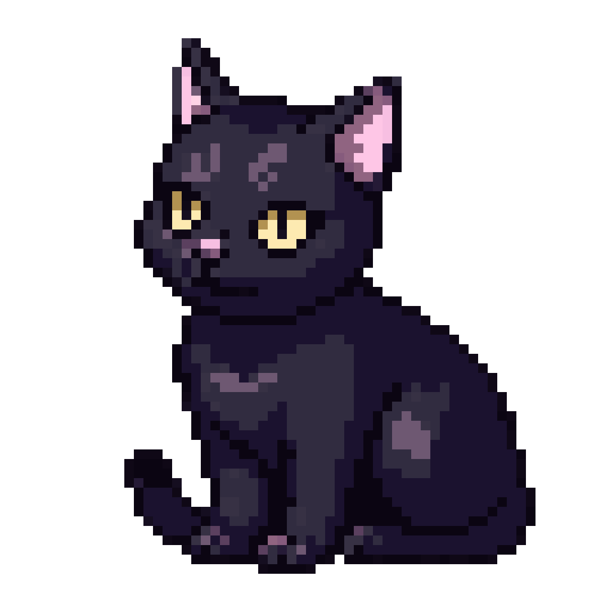 humanoid black cat pixel art