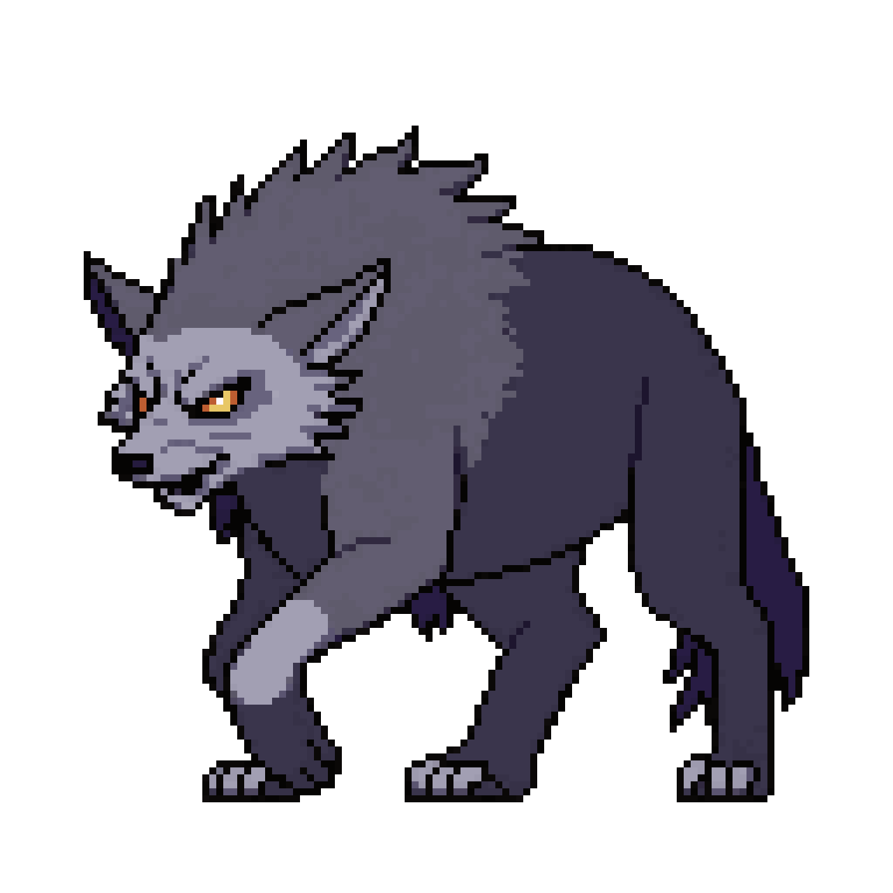 fierce grey dire-wolf sprite pixel art