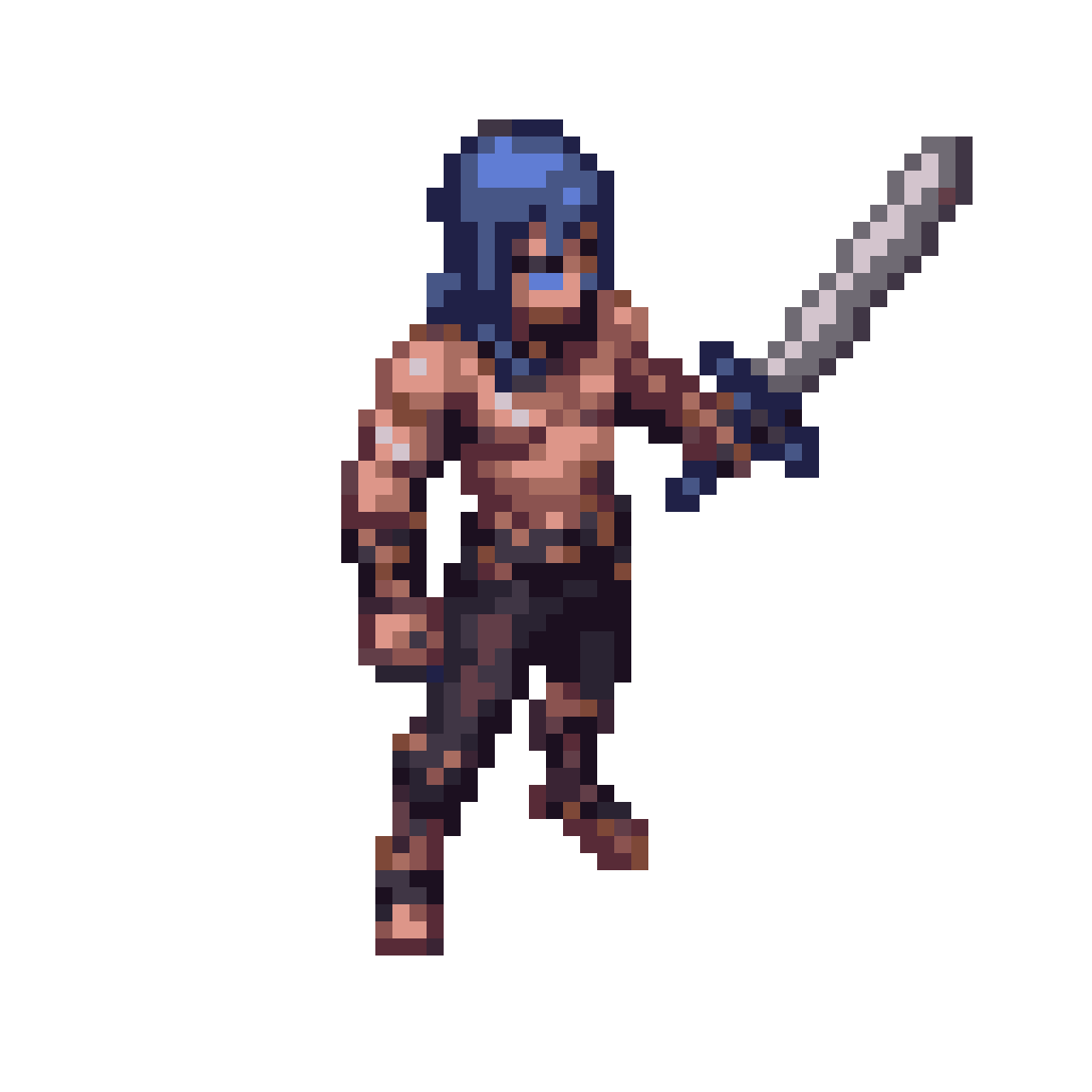 Character facing Southeast with sword pixel art