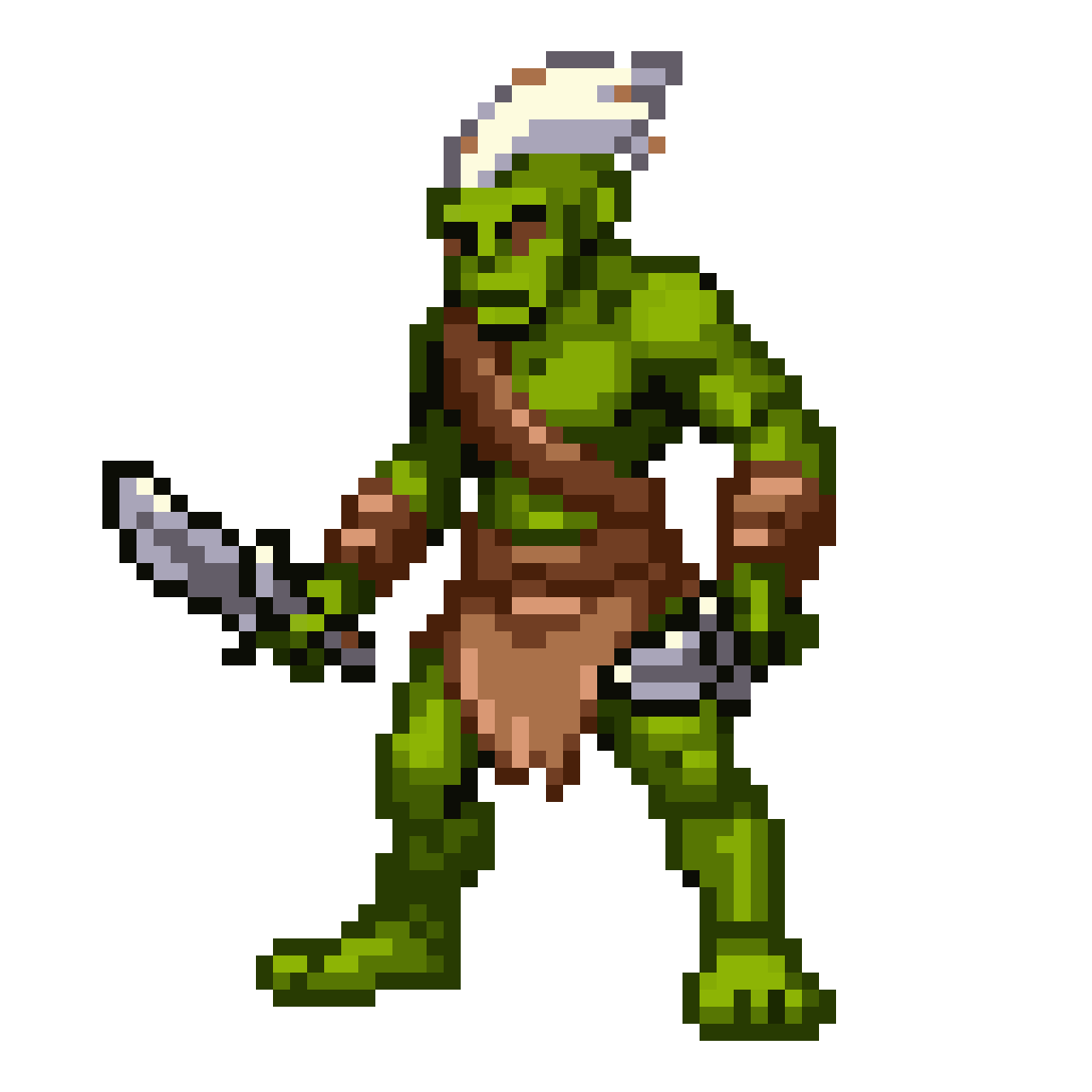 Green-Skinned Goblin Warrior Sprite pixel art