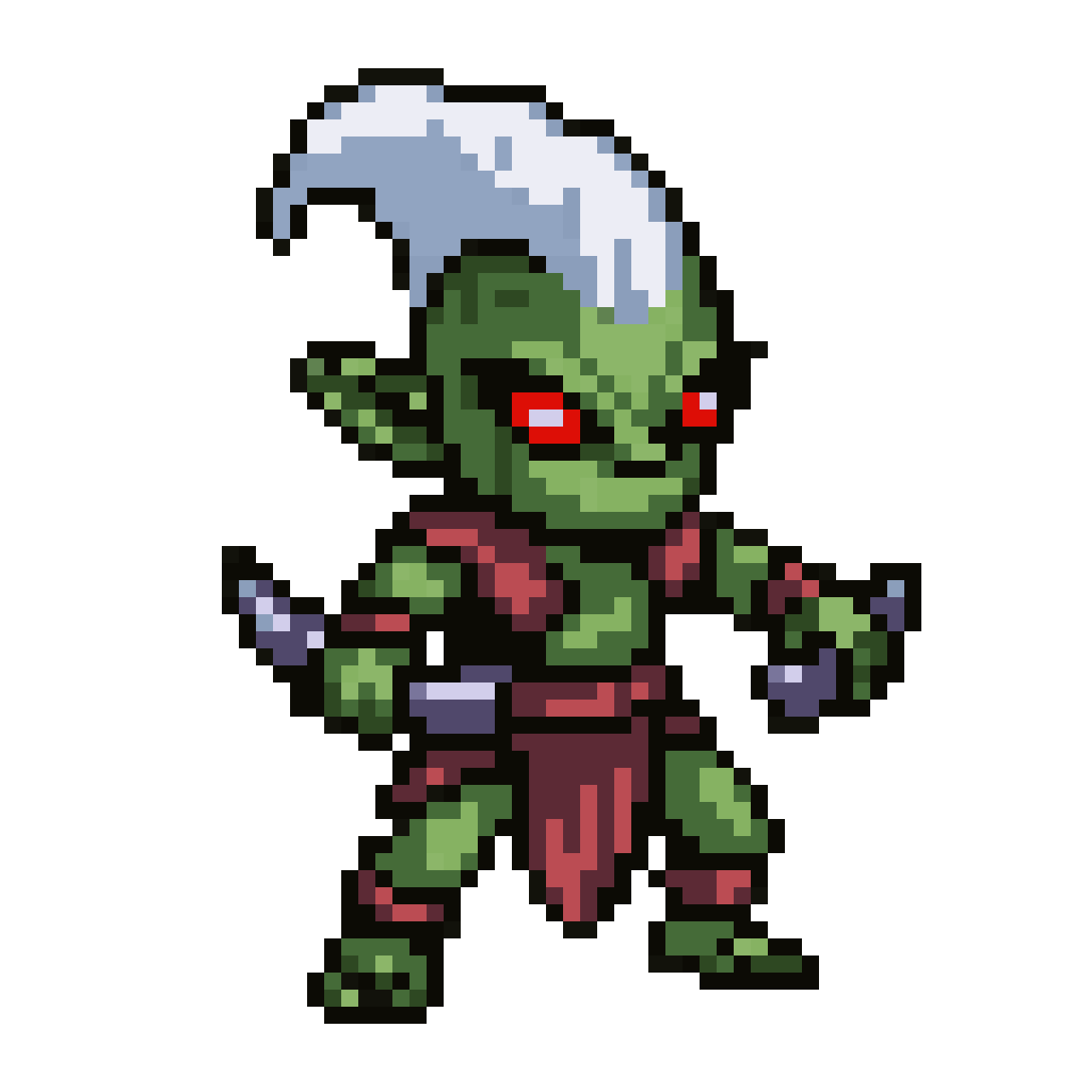Green-Skinned Goblin Warrior Sprite pixel art