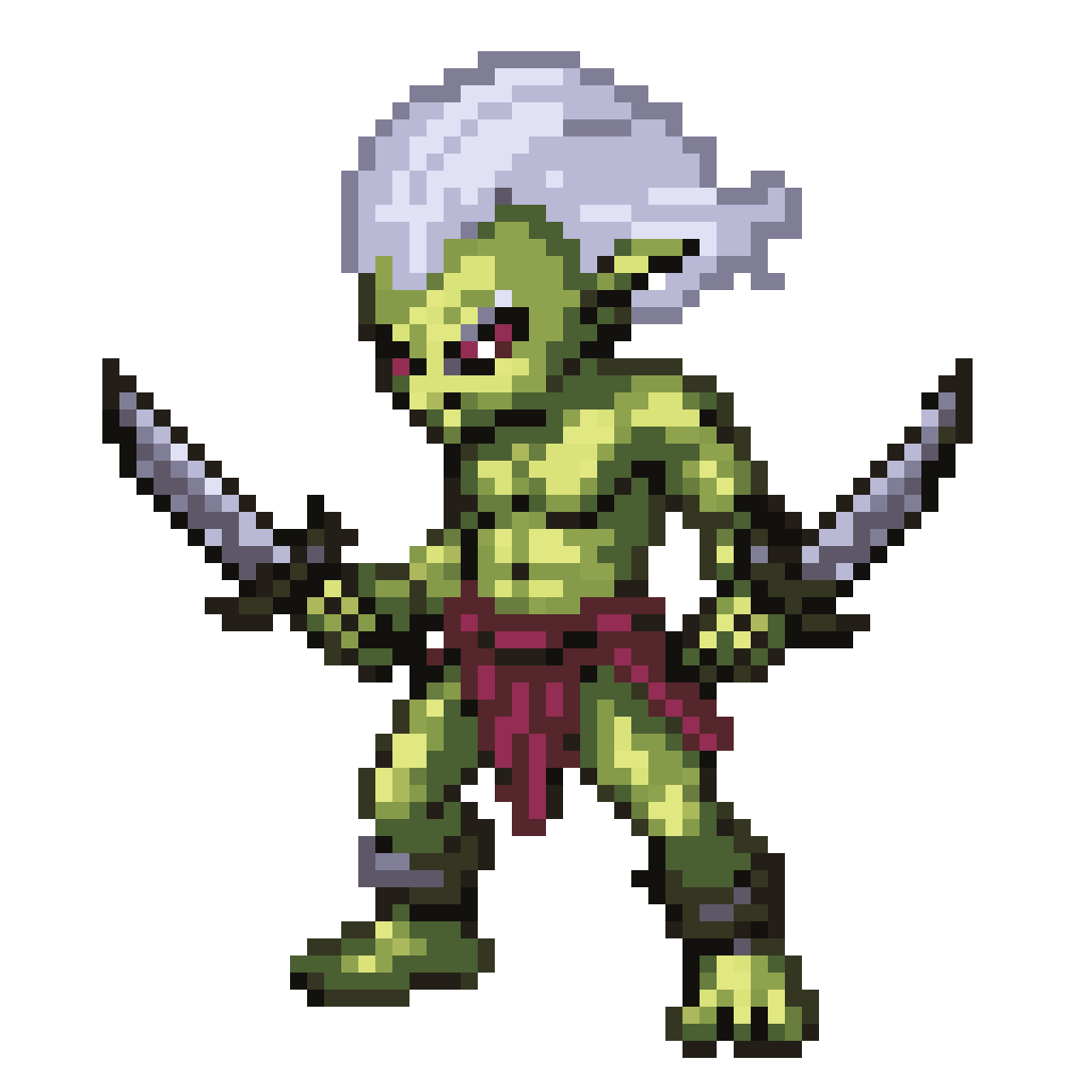 Green-Skinned Goblin Warrior Sprite pixel art