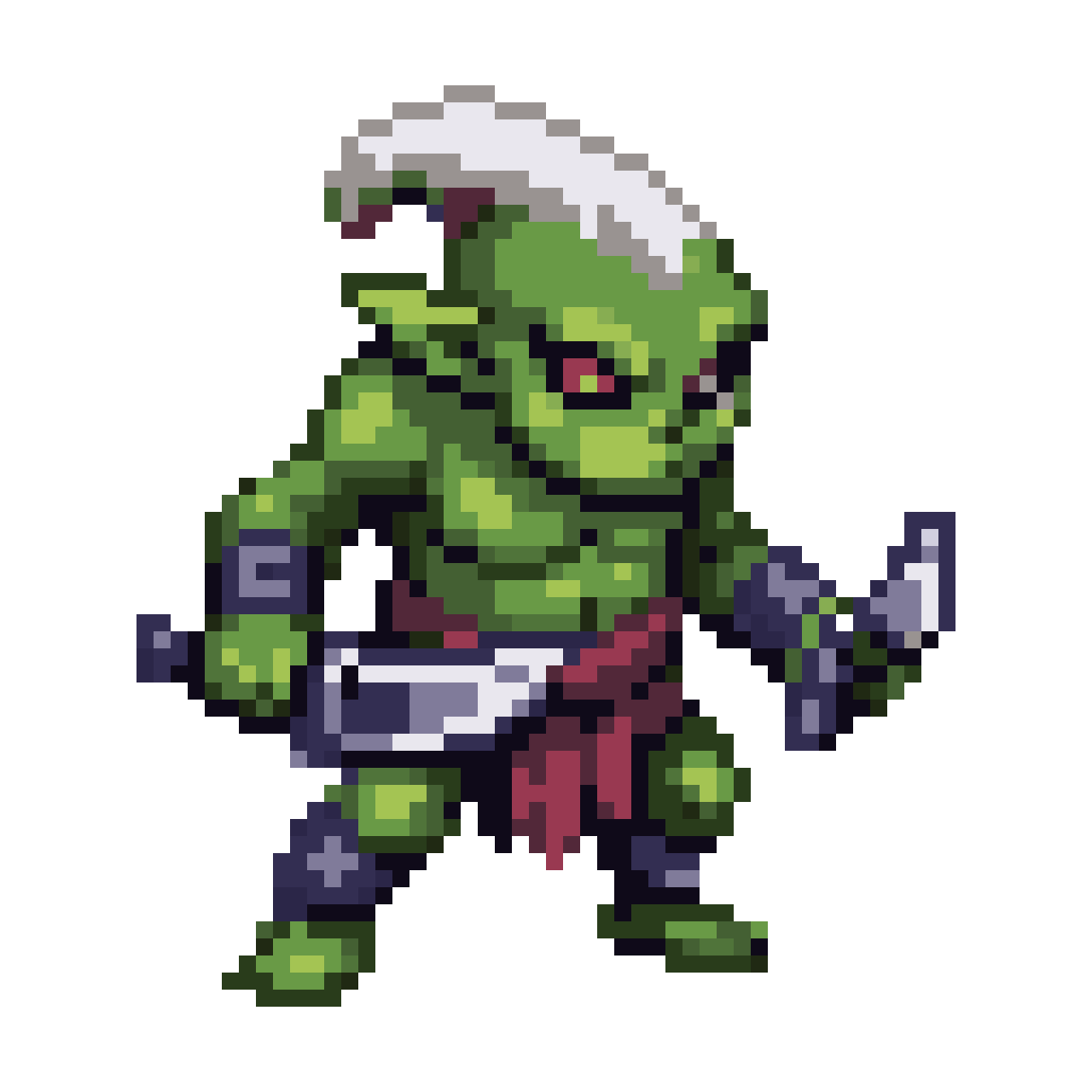 Green-Skinned Goblin Warrior Sprite pixel art