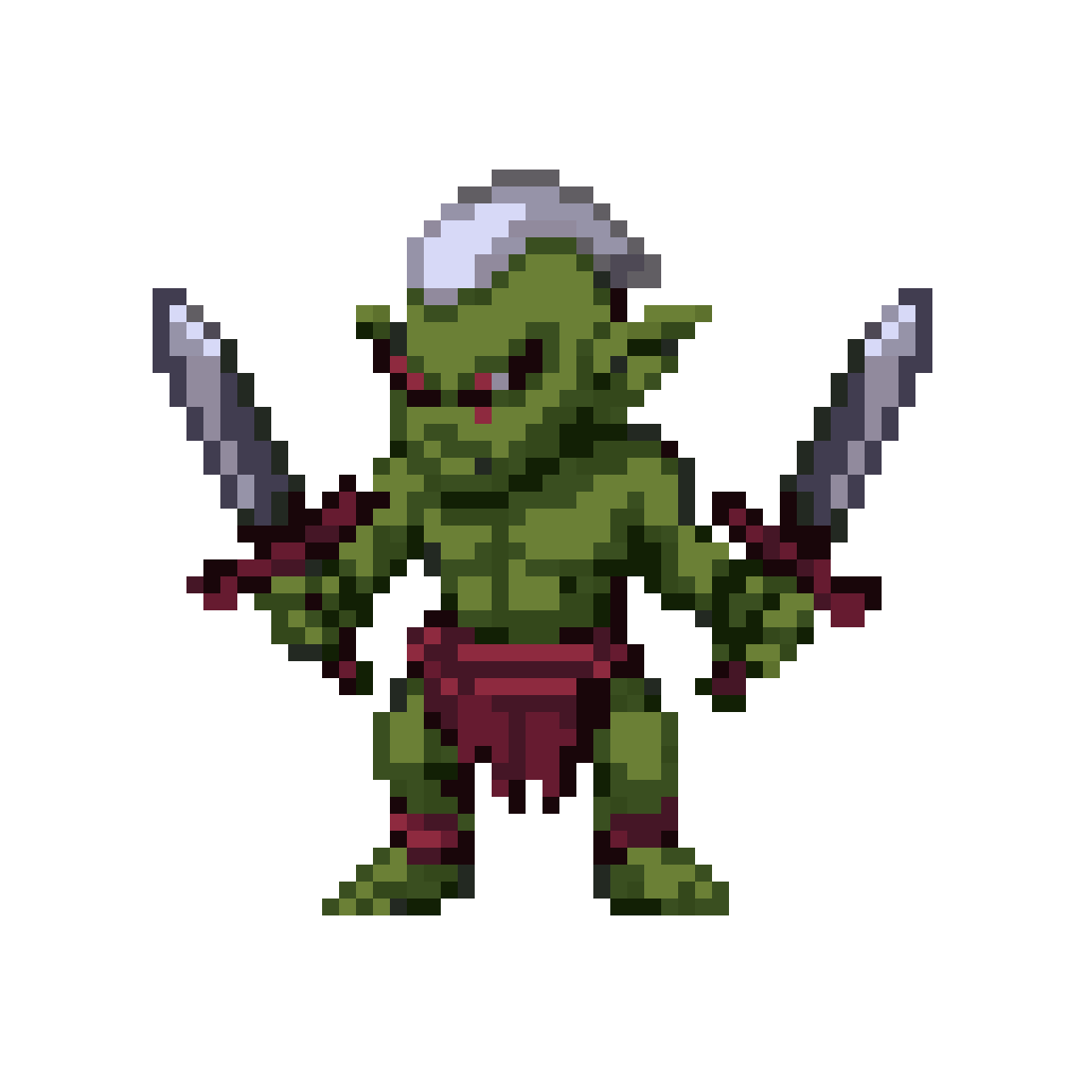 Green-Skinned Goblin Warrior Sprite pixel art
