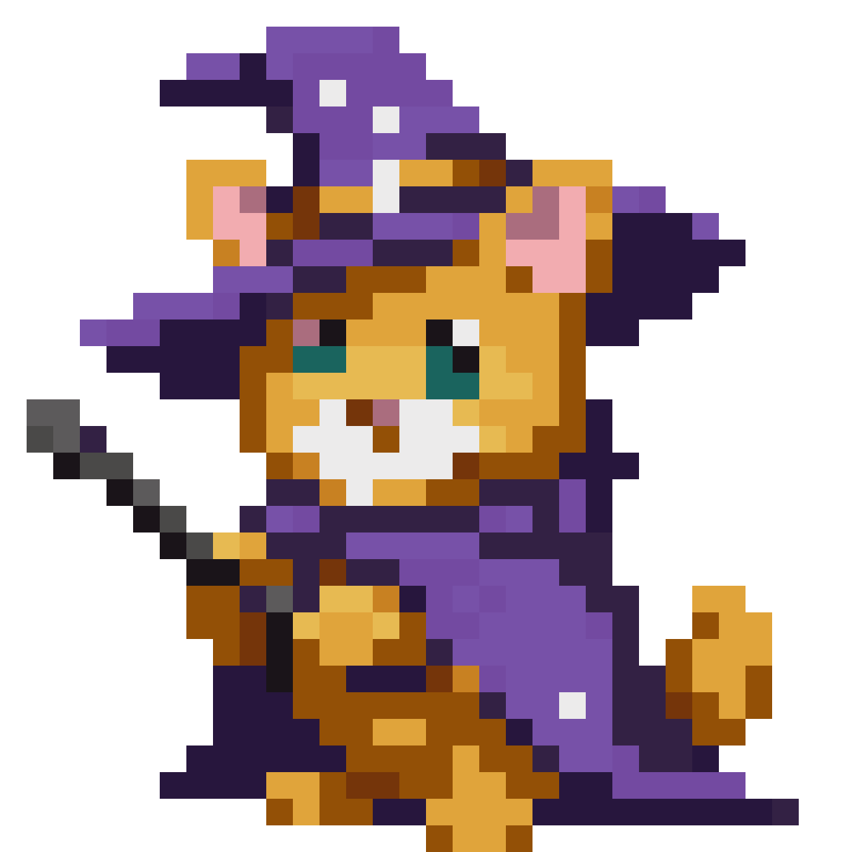 chubby adorable European cat wizard pixel art