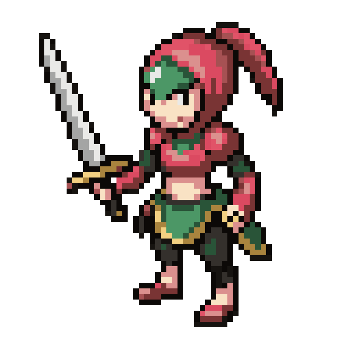 Elizabeth in Armor with Sword pixel art