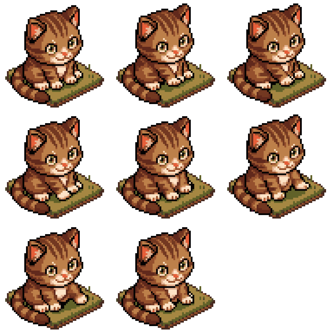 32x32 pixel art cat character Walking pixel art