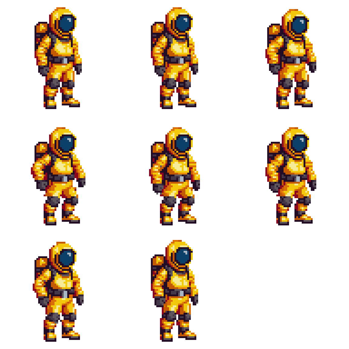 hazmat suit character Idle pixel art