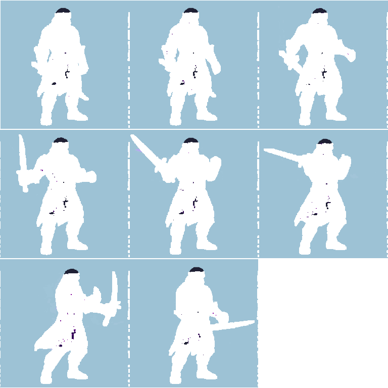 Armored Warrior Character Attacking pixel art