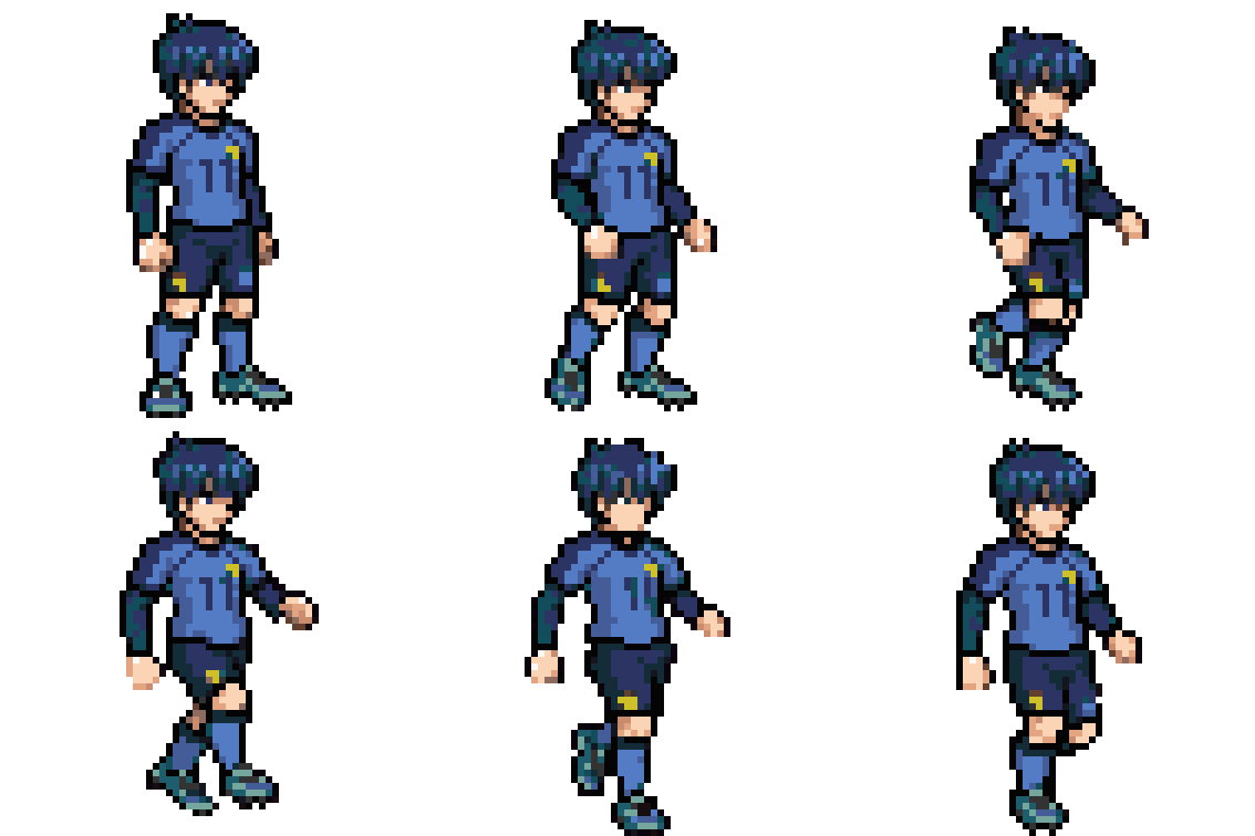 Soccer Player in Blue Uniform Running pixel art
