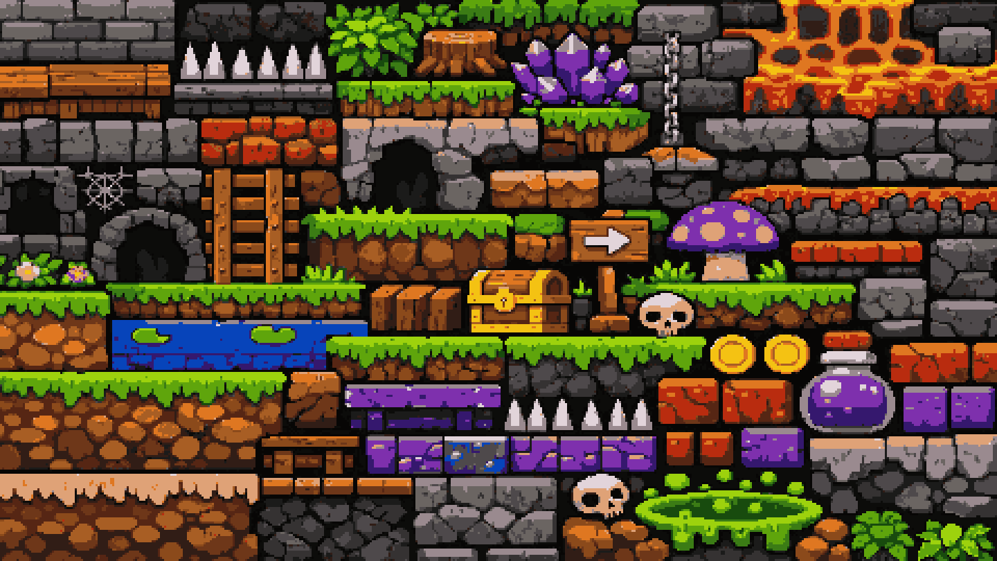 Tileset of Environment with Colors pixel art