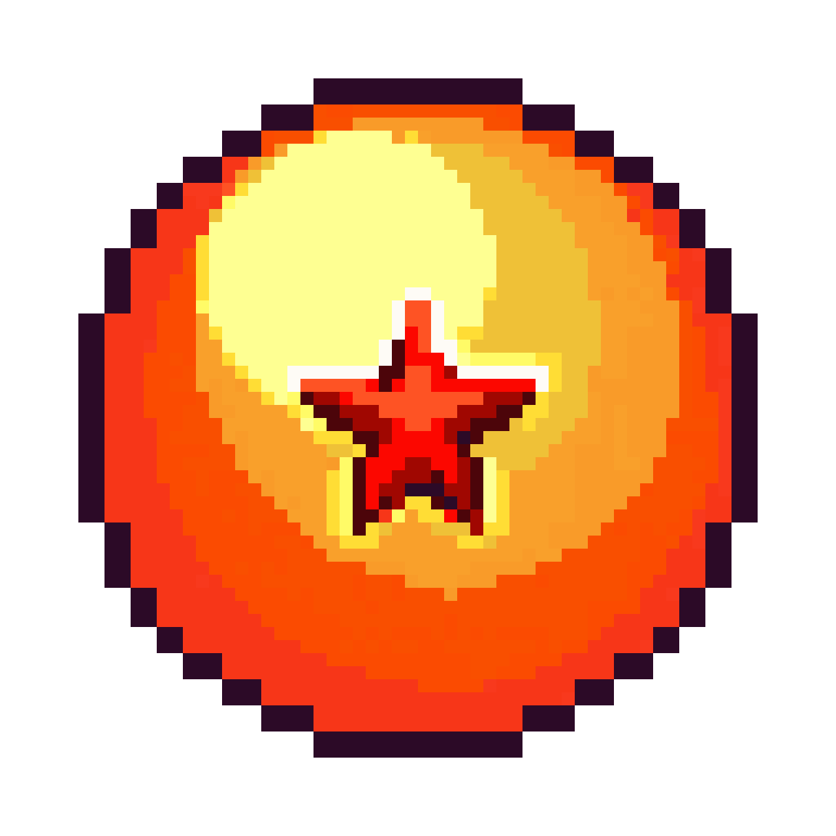 glowing orange sphere with red star pixel art