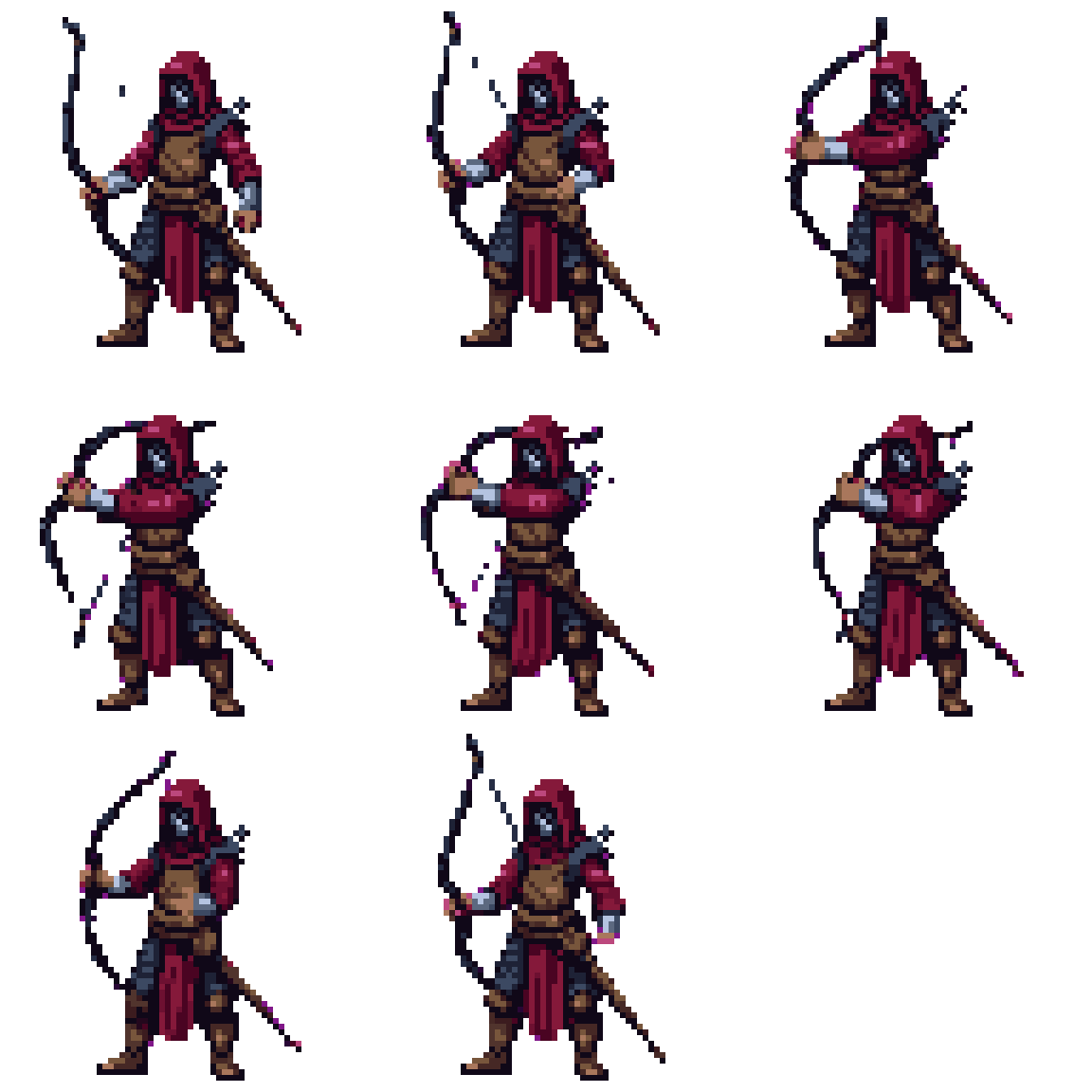 Death's Arrow, the Supernatural Assassin Attacking pixel art