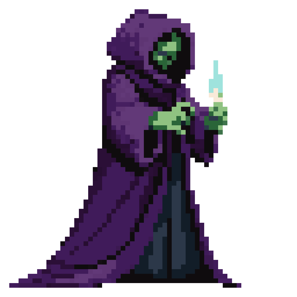 Lovecraftian Cultist in Dark Robes pixel art