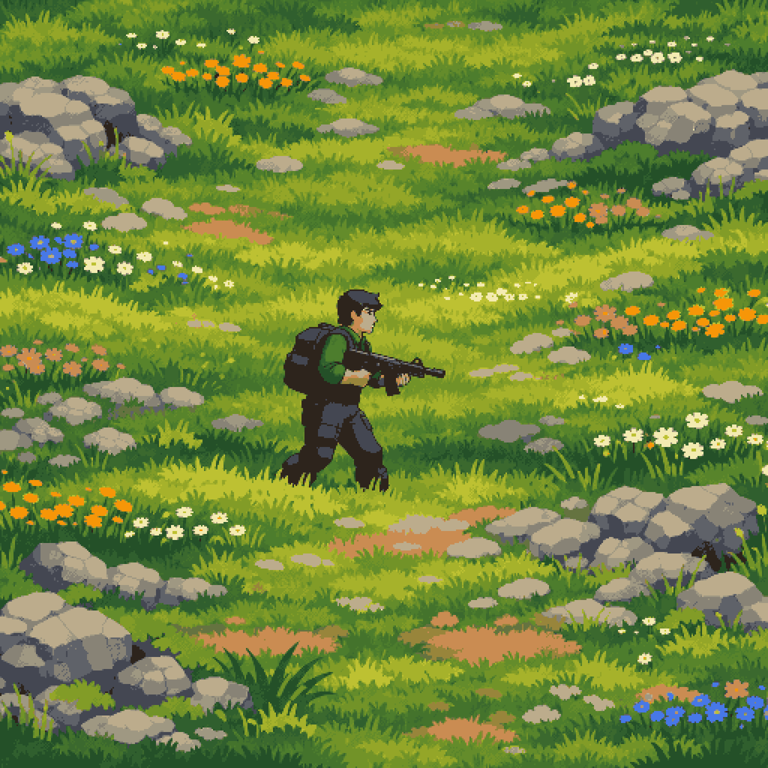 Detailed Forest Floor Background pixel art